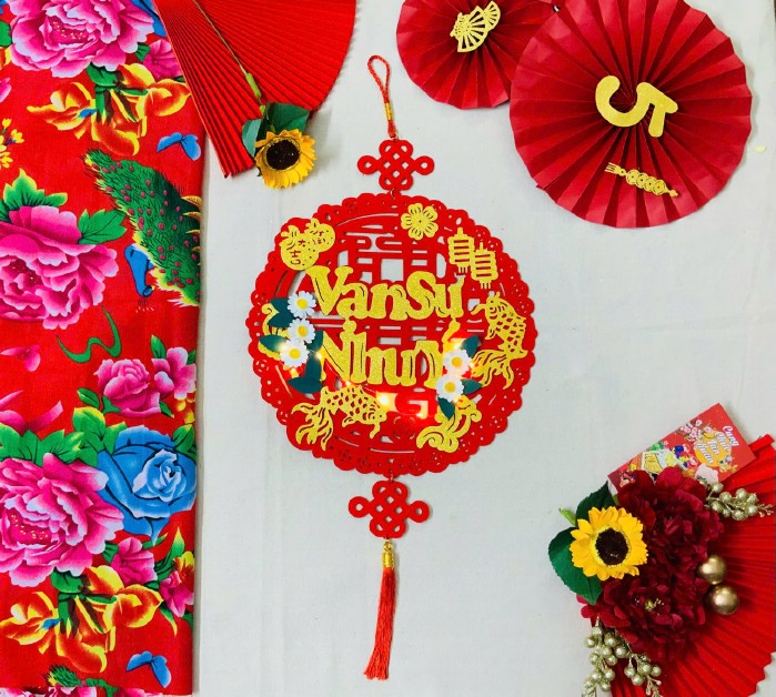 Khánh nhung thủ công treo Tết 35cm- Vạn Sự Như Ý